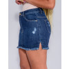 Saia Shorts Jeans Atacado Feminino Revanche Luara Azul Detalhe Lateral