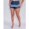 Saia Shorts Jeans Atacado Feminino Revanche Luara Azul Detalhe shorts