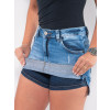 Saia Shorts Jeans Atacado Feminino Revanche Martine Azul Detalhe