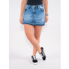 Saia Shorts Jeans Atacado Feminino Revanche Martine Azul Frente