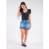 Saia Shorts Jeans Atacado Feminino Revanche Martine Azul Look