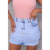 Saia Shorts Jeans Com Barra A Fio Atacado Feminina Revanche Gelida Azul