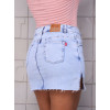 Saia Shorts Jeans Com Barra A Fio Atacado Feminina Revanche Gelida Azul