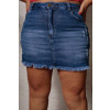 Saia Shorts Jeans Com Barra Desfiada Curvy Atacado Feminina Revanche Roura Azul