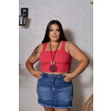 Saia Shorts Jeans Com Barra Desfiada Curvy Atacado Feminina Revanche Roura Azul