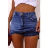 Saia Shorts Jeans Com Barra Desmanchada Atacado Feminina Revanche Nalanda Azul
