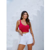 Shorts Color Com Detalhe Na Barra E Elastano Atacado Feminino Revanche Funtana Branco