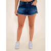 Shorts Jeans Atacado Barra Desfiada Feminino Revanche Acra Azul Frente 2