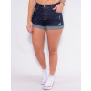 Shorts Jeans Atacado Barra Virada Feminino Revanche Ellise Azul Frente