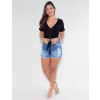 Shorts Jeans Atacado Boyfriend Feminino Revanche Elisabeth Azul Look