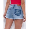Shorts Jeans Atacado Boyfriend Feminino Revanche Letya Azul Detalhe Costas