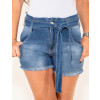 Shorts Jeans Atacado c/ Cinto-Laço Feminino Revanche Laus Azul Frente