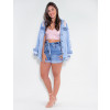 Shorts Jeans Atacado Clochard Feminino Revanche Herzegovina Azul Look