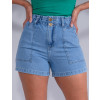 Shorts Jeans Atacado Clochard Feminino Revanche Lara Azul Detalhe Frente