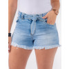 Shorts Jeans Atacado com Laço Feminino Revanche Jibuti Azul Frente