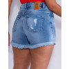 Shorts Jeans Atacado Feminino Revanche Ariana Azul Detalhe Bolso Costas
