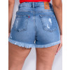 Shorts Jeans Atacado Feminino Revanche Ariana Azul Detalhe Costas