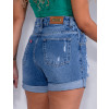 Shorts Jeans Atacado Feminino Revanche Carmen Azul Detalhe Bolso Costas