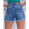 Shorts Jeans Atacado Feminino Revanche Carmen Azul Detalhe Costas