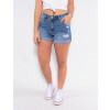 Shorts Jeans Atacado Feminino Revanche Elisamarie Azul Frente