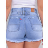 Shorts Jeans Atacado Feminino Revanche Giverny Azul Detalhe Costas