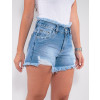 Shorts Jeans Atacado Feminino Revanche Karlotta Azul Detalhe Frente