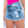 Shorts Jeans Atacado Feminino Revanche Lavern Azul Detalhe Frente