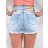 Shorts Jeans Atacado Feminino Revanche Mallorie Azul Detalhe Costas