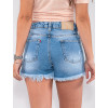 Shorts Jeans Atacado Feminino Revanche Margot Azul Detalhe Costas