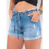 Shorts Jeans Atacado Feminino Revanche Marine Azul Detalhe Frente