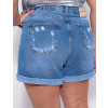 Shorts Jeans Atacado Plus Size Feminino Revanche Maika Azul Detalhe Costas