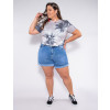 Shorts Jeans Atacado Plus Size Feminino Revanche Maika Azul Look