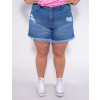 Shorts Jeans Atacado Plus Size Feminino Revanche Mare Azul Frente