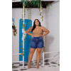 Shorts Jeans Com Barra Desfiada Curvy Atacado Feminina Revanche Kanel