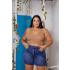 Shorts Jeans Com Barra Desfiada Curvy Atacado Feminina Revanche Kanel