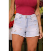 Shorts jeans com bordado e barra desfiada atacado feminina Revanche Bocaina