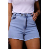 Shorts Jeans Com Dois Botões e Barra Desfiada Atacado Feminino Revanche Kheda Azul