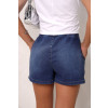 Shorts Jeans Com Elastico No Cós e Zíper Nos Bolsos Atacado Feminino Revanche Agartalá Azul