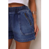 Shorts Jeans Com Elastico No Cós e Zíper Nos Bolsos Atacado Feminino Revanche Agartalá Azul