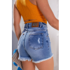 Shorts Jeans Hot Pants Barra Desfiada Atacado Feminino Revanche Ariany Azul
