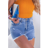 Shorts Jeans Hot Pants Barra Desfiada Atacado Feminino Revanche Ariany Azul