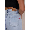 Shorts Jeans Mom Com Barra Virada A Fio Atacado Feminino Revanche Barpeta Azul