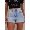 Shorts Jeans Mom Com Barra Virada A Fio Atacado Feminino Revanche Barpeta Azul