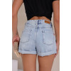Shorts Jeans Mom Com Barra Virada A Fio Atacado Feminino Revanche Barpeta Azul