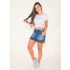 Shorts Saia Jeans Atacado Barra Desmanchada Feminino Revanche Guiné Corpo