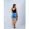 Shorts Saia Jeans Cintura Alta e Barra A Fio Atacado Feminina Revanche Bibinje Azul