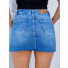 Shorts Saia Jeans Cintura Alta e Barra A Fio Atacado Feminina Revanche Bibinje Azul