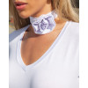 T-Shirt Básica Com Choker De Flor Atacado Feminina Revanche Boma Branco