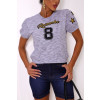 T-Shirt Cropped Com Aplique Bordado Atacado Feminina Revanche Ludhiana Mescla