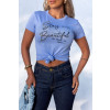 T-Shirt estampada com bordado de pedraria atacado feminina Revanche Badalona Lavanda